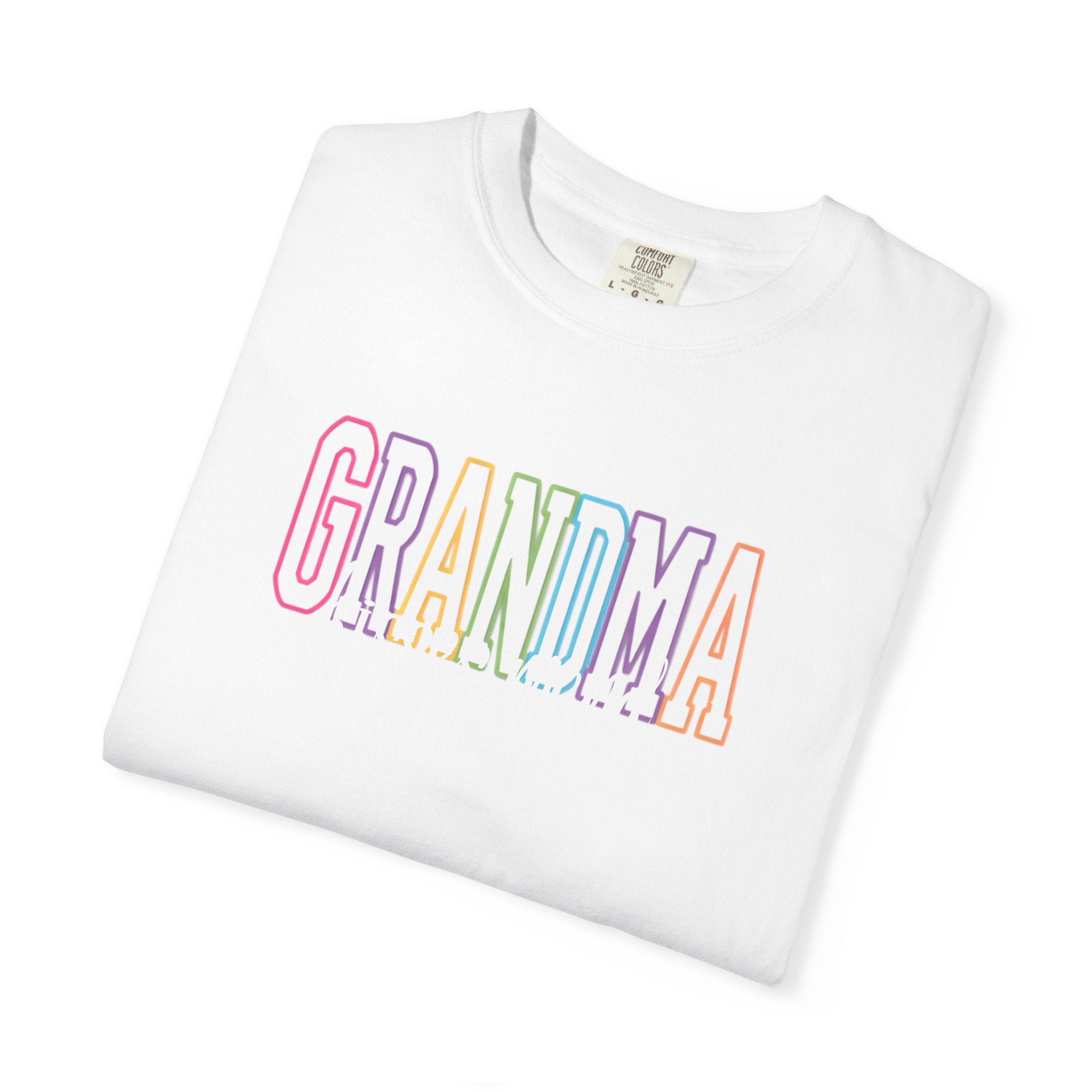 Grandma Pastel Rainbow T-Shirt — Retro Block Letter Grandma Tee