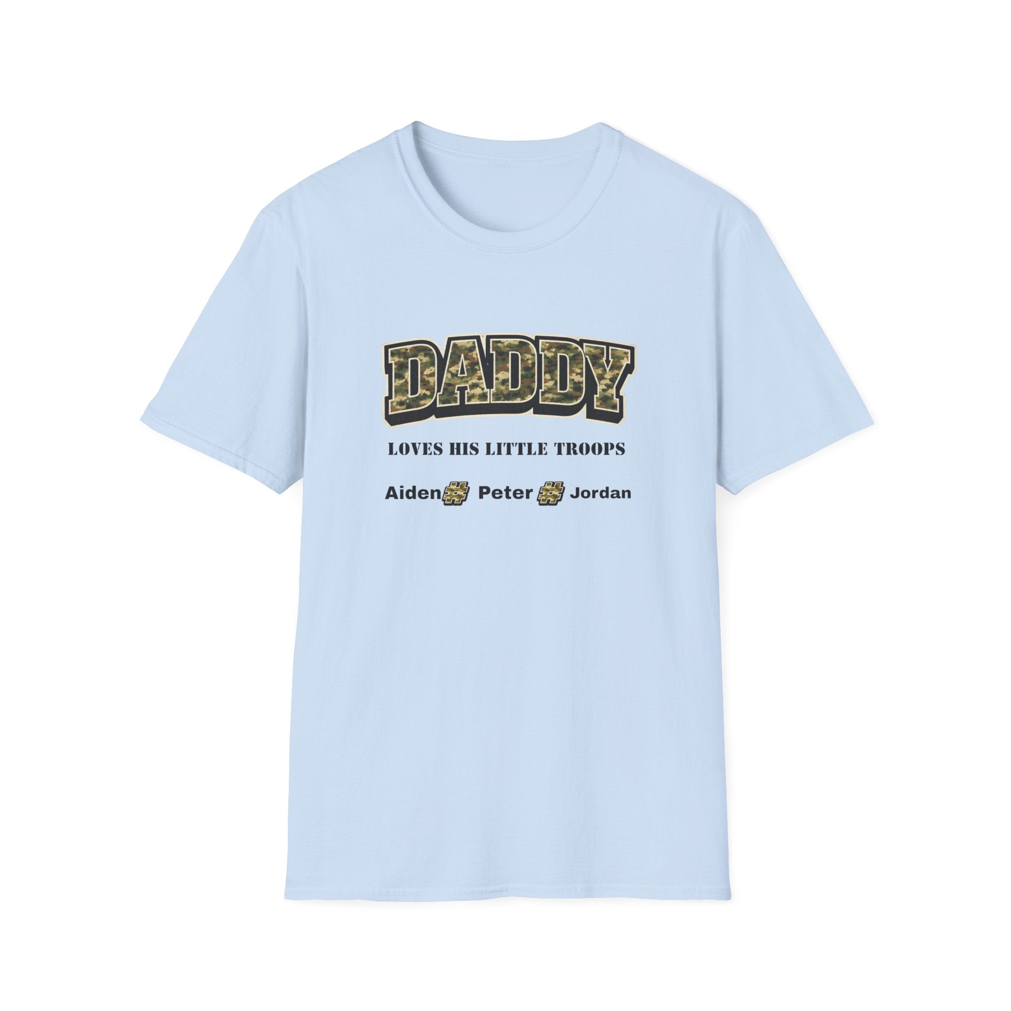 Daddy Loves His Little Troops Personalized Camo T-Shirt — Custom Name Father's Day Gift