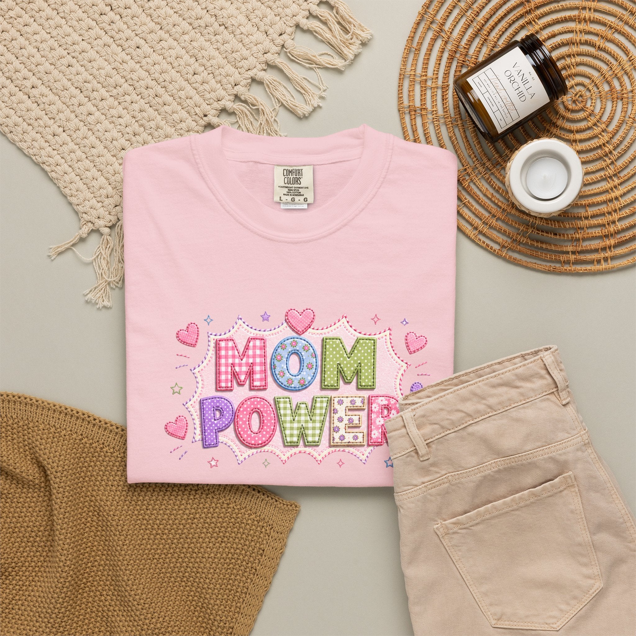Mom Power T-Shirt — Cute Pastel Heart Mother's Day Tee