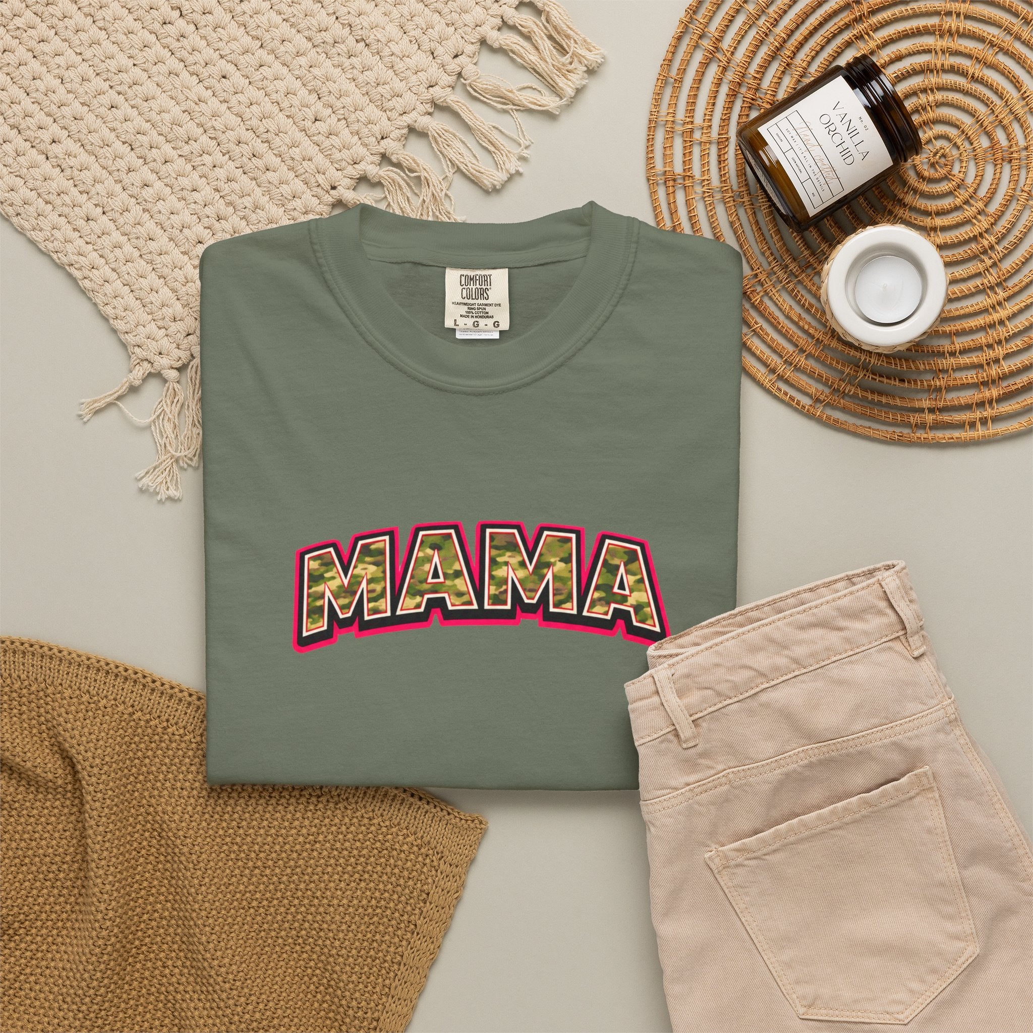 Mama Camo Retro T-Shirt — Vintage Lettering Mother's Day Tee