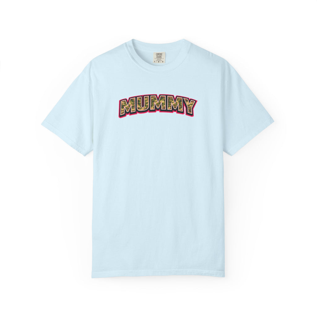 MUMMY Camo Script T-Shirt — Vintage Comic Style Mommy Tee
