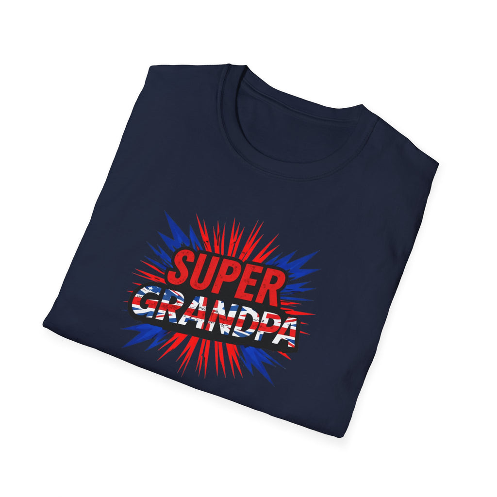 Super Grandpa T-Shirt Union Jack/England themed – Retro Comic Style Father’s Day Gift for Grandfathers