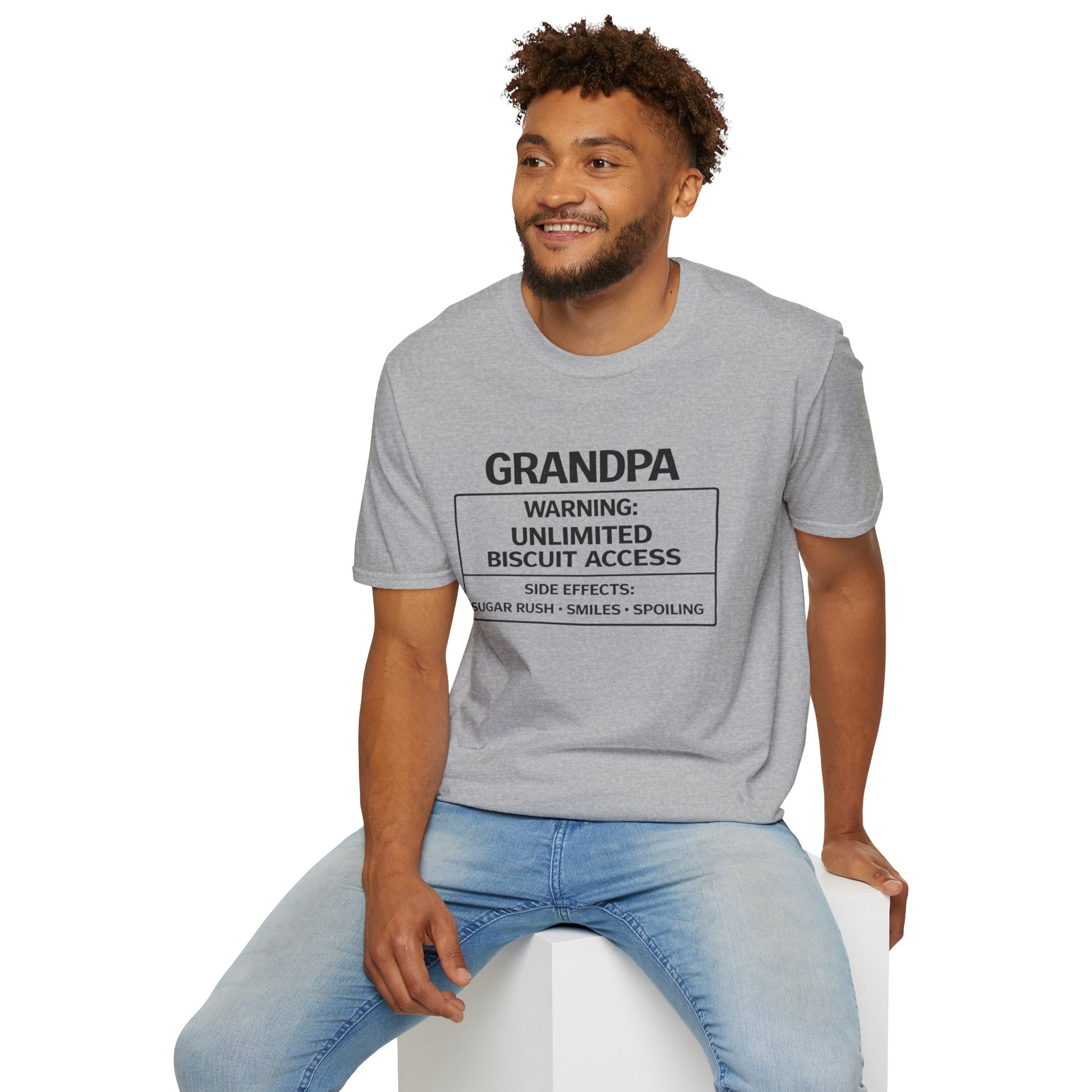 Grandpa Warning T-Shirt — "Unlimited Biscuit Access" Funny Grandpa Tee