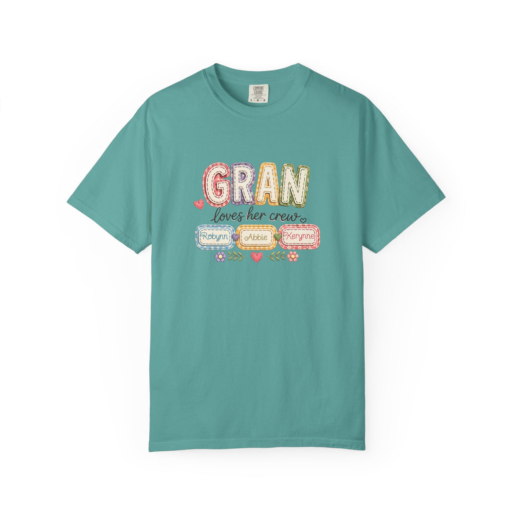 Gran Loves Her Crew T-Shirt — Personalized Grandma Family Names Tee