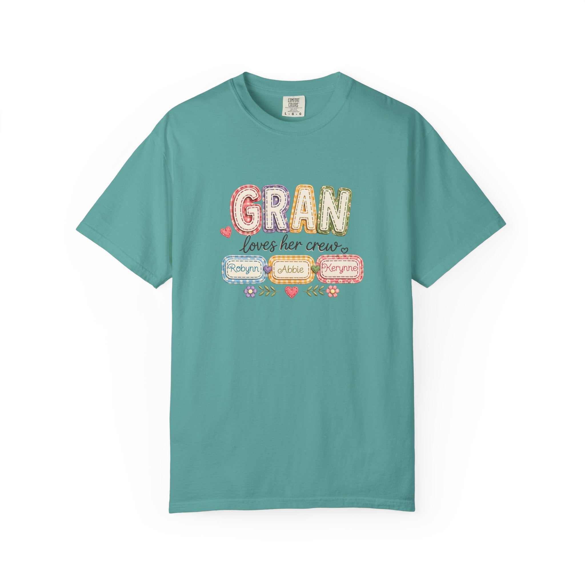 Gran Loves Her Crew T-Shirt — Personalized Grandma Family Names Tee