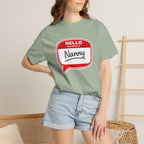 Hello My Name Is Nanny T-Shirt – Funny Name Tag Graphic Tee for Grandparents