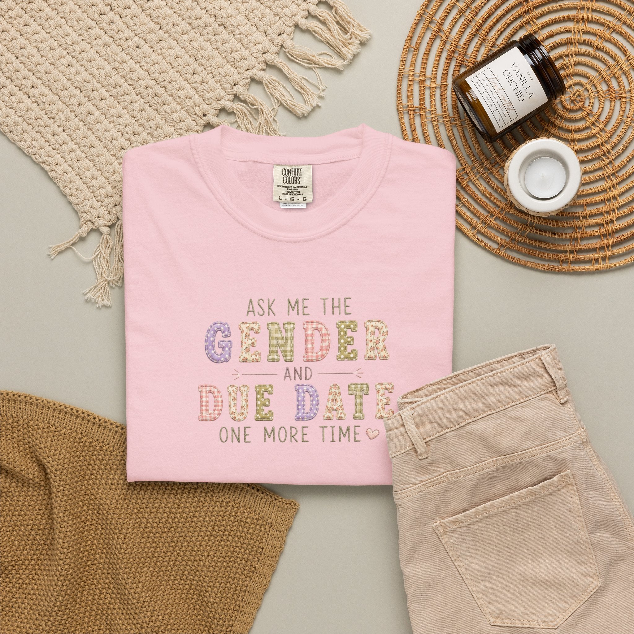Gender Reveal Due Date T-Shirt — "Ask Me the Gender and Due Date One More Time"