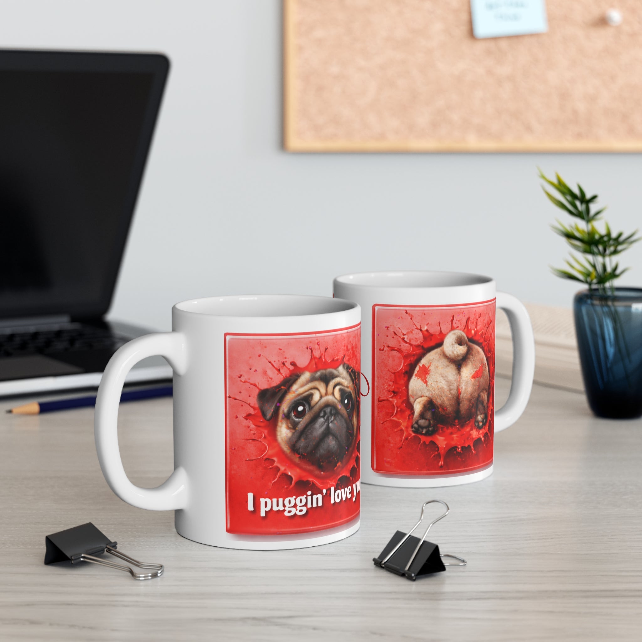 Personalized Pug Mug — "I Puggin' Love You" Ceramic Coffee Cup