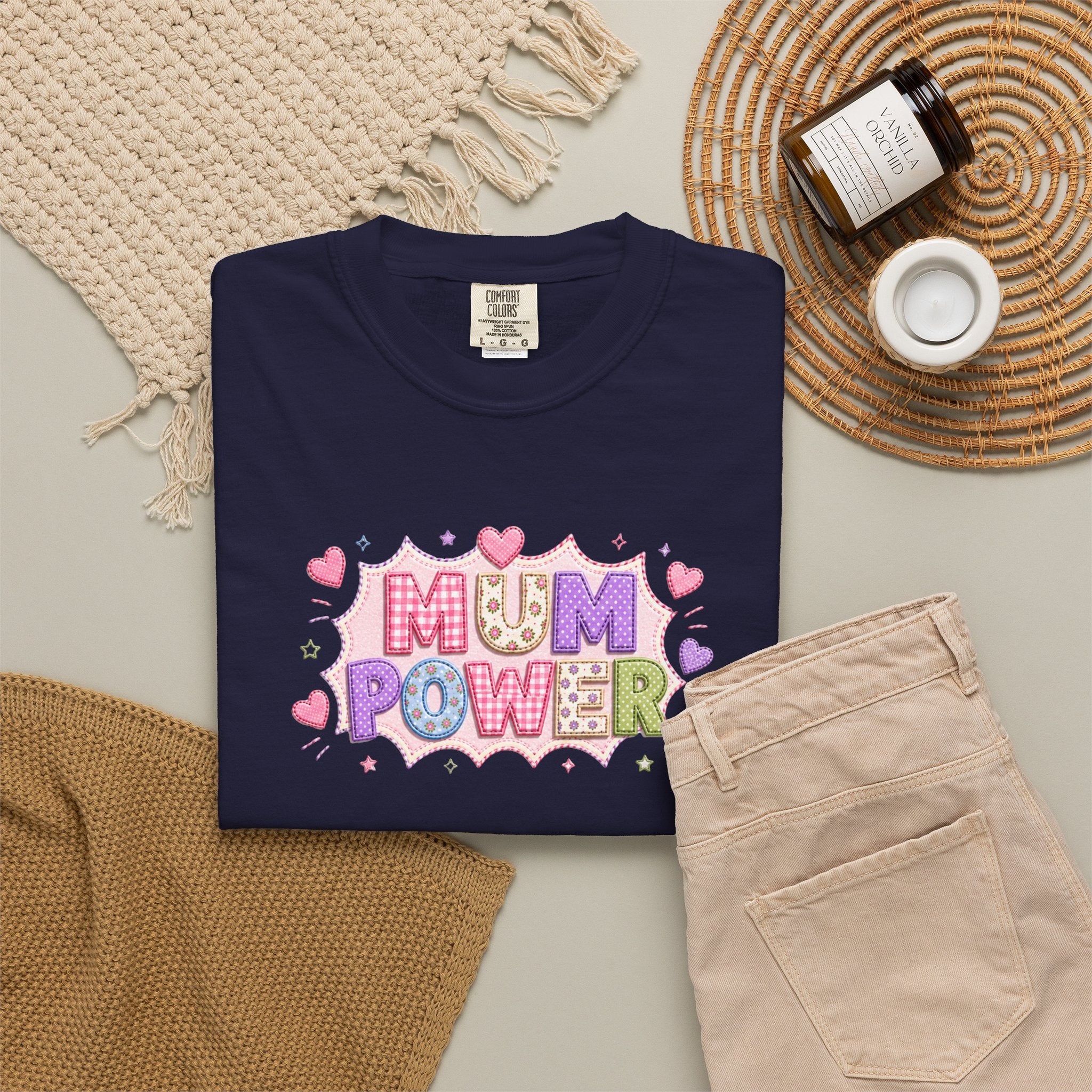 Mum Power T-Shirt — Cute Pink Heart Mothers Day Tee