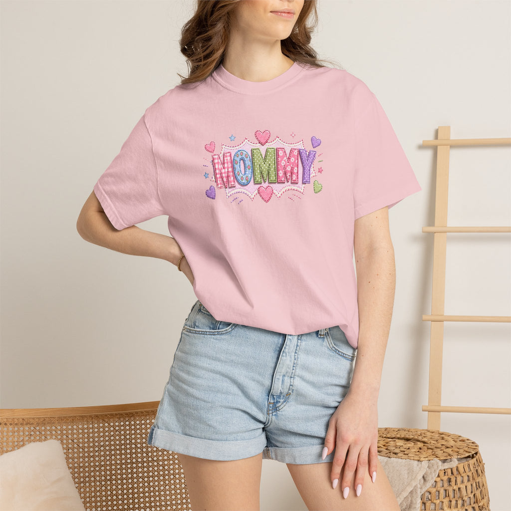 Mommy Hearts T‑Shirt — Cute Pastel 'MOMMY' Graphic Tee for Mother's Day & New Moms