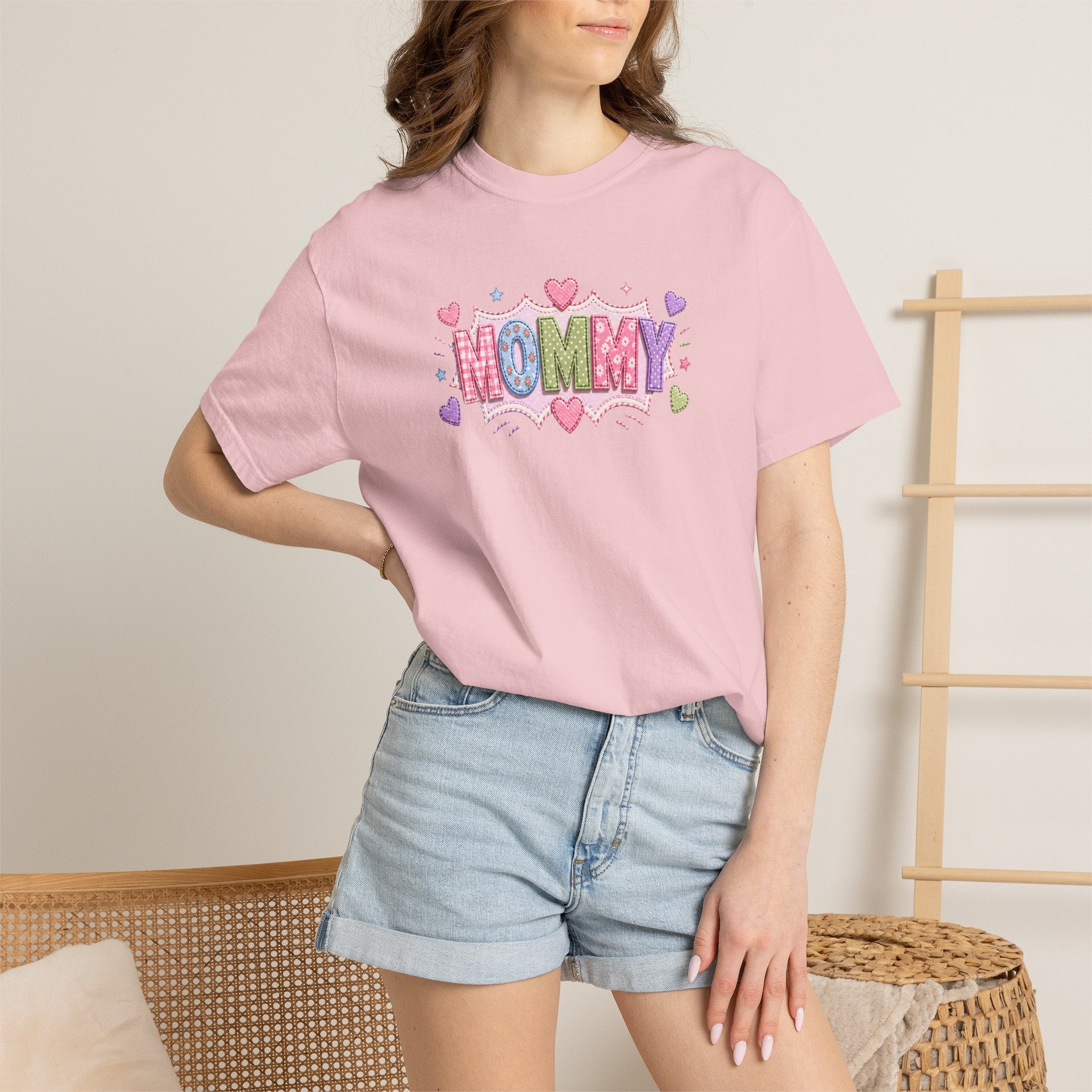 Mommy Hearts T‑Shirt — Cute Pastel 'MOMMY' Graphic Tee for Mother's Day & New Moms