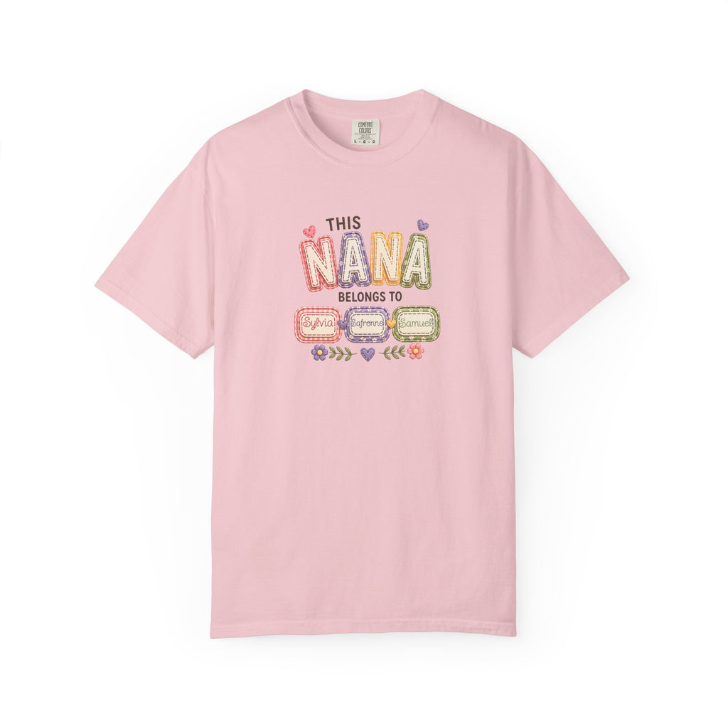 Nana Family Name T-Shirt — "This Nana Belongs To" Floral Grandma Gift