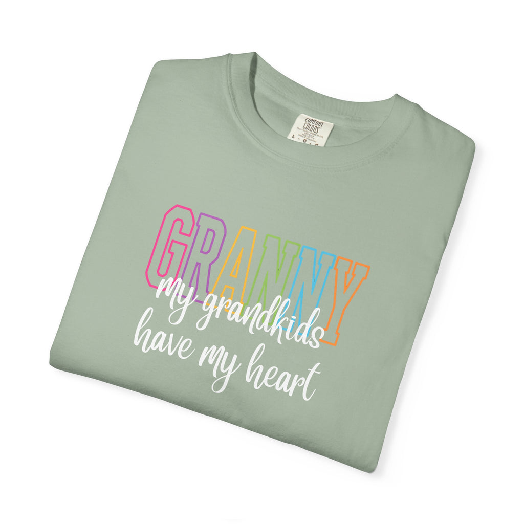 Grandma T-Shirt - "Grandma my grandkids have my heart" Soft Pastel Gift for Mothers & Grandparents