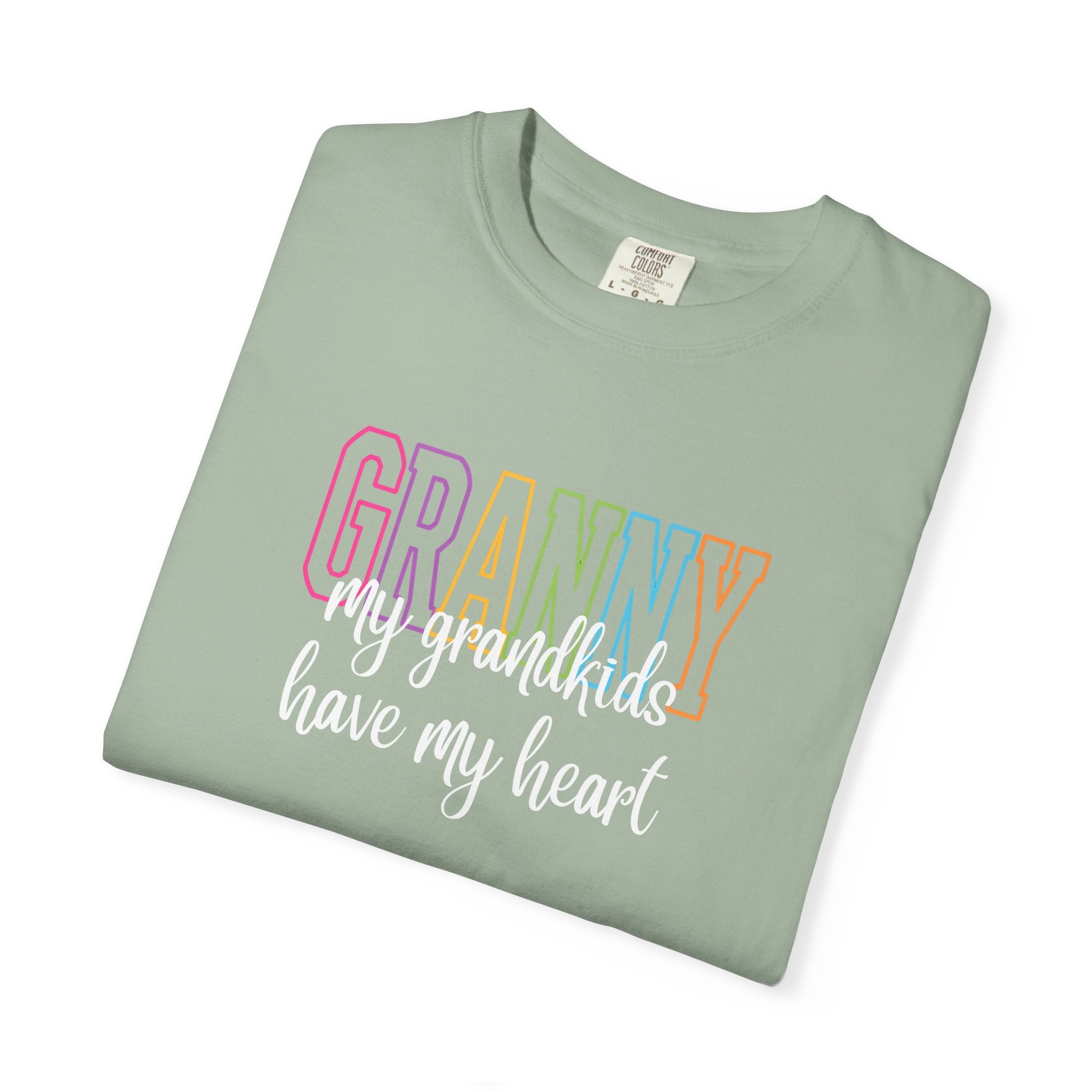 Grandma T-Shirt - "Grandma my grandkids have my heart" Soft Pastel Gift for Mothers & Grandparents