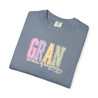 Gran Floral Script T-Shirt — "the heart of my family" Sage Garment-Dyed Tee