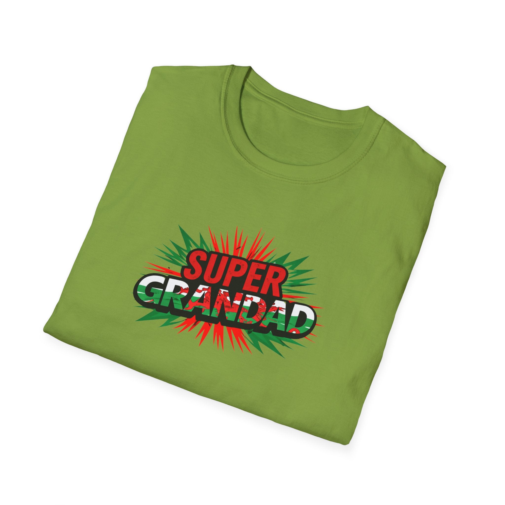 Super Grandad Welsh Flag/Wales themed T-Shirt — Retro Comic Style Father's Day Gift