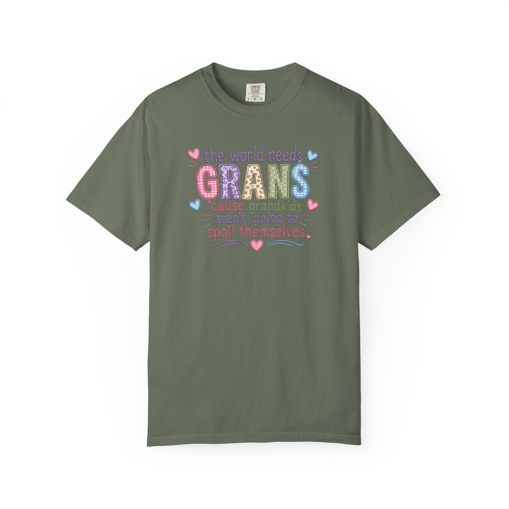 Grandparent T-Shirt - "The World Needs Grans" Cute Pastel Grandkids Gift Tee