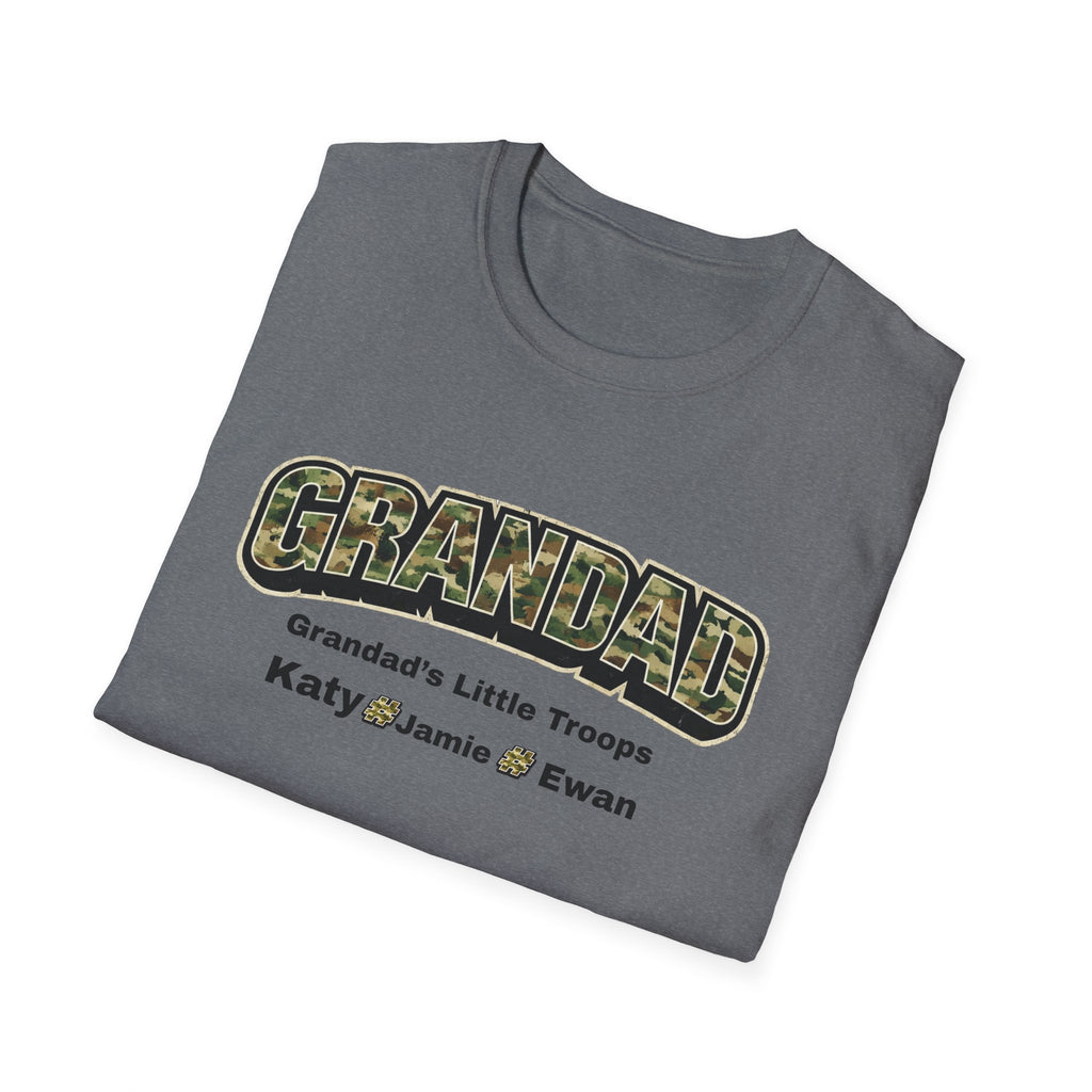 Granddad Camo T-Shirt — "Grandad's Little Troops" Personalized Kids Names