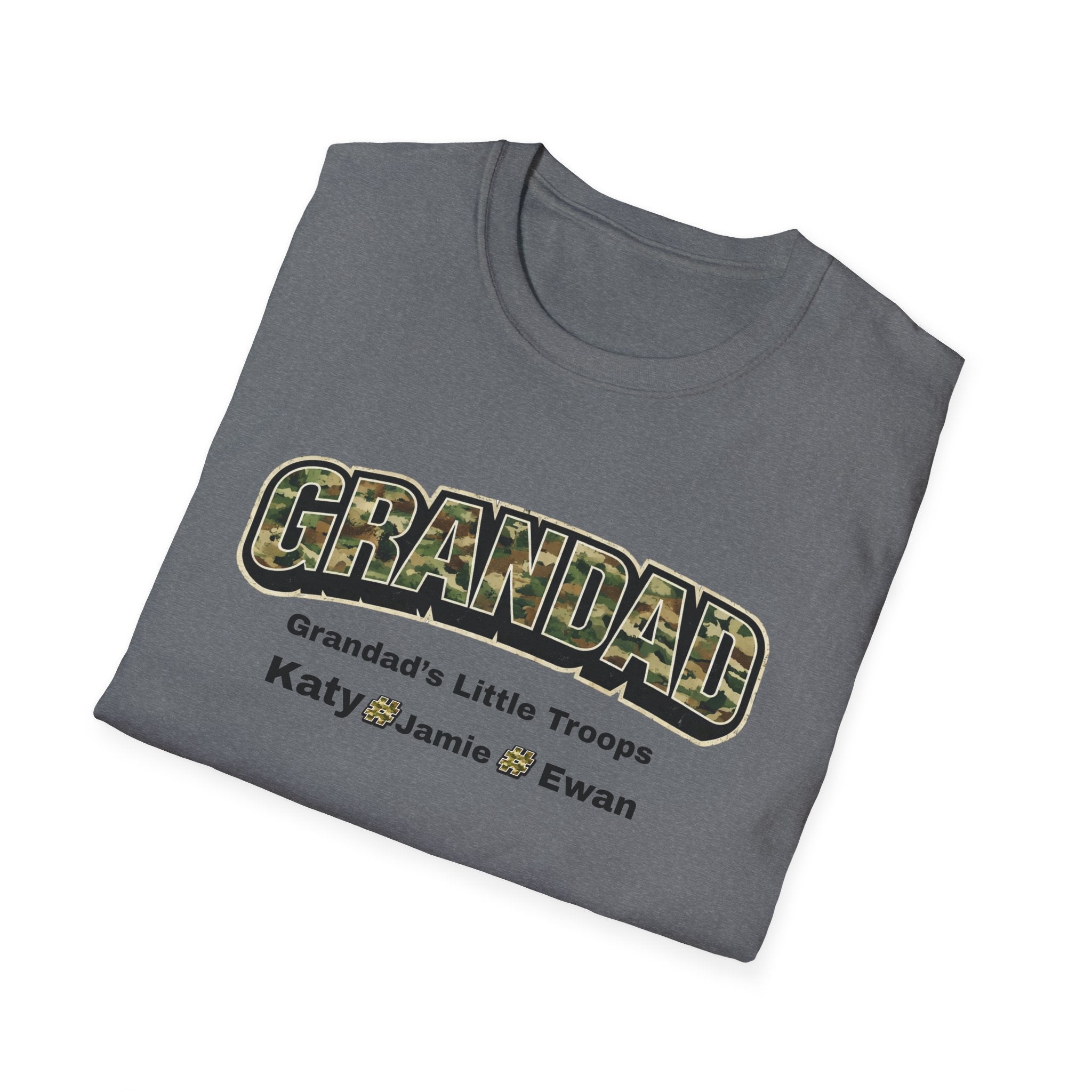Granddad Camo T-Shirt — "Grandad's Little Troops" Personalized Kids Names