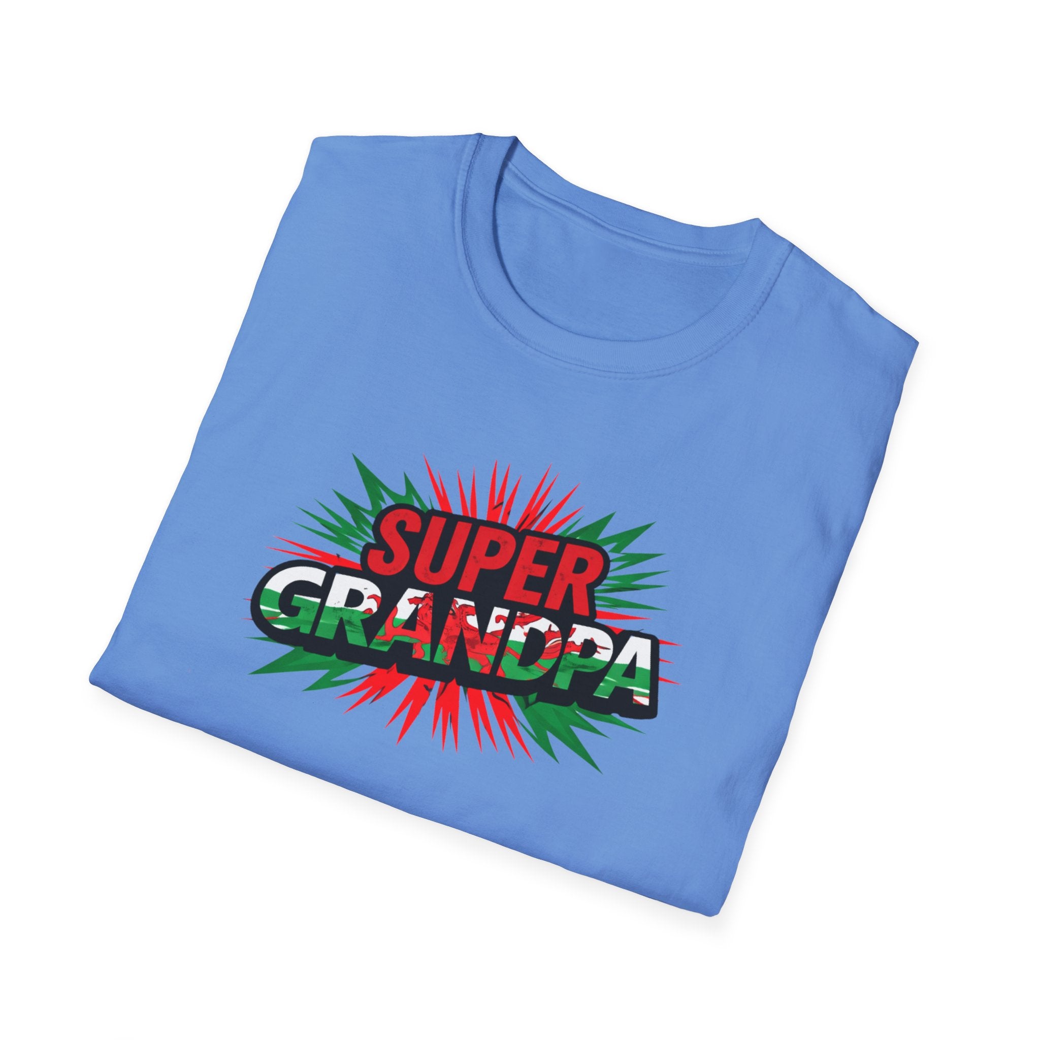 Super Grandpa Welsh Flag/ Wales themed T-Shirt – Retro Comic Gift Tee for Grandfather | Father’s Day & Birthday Present