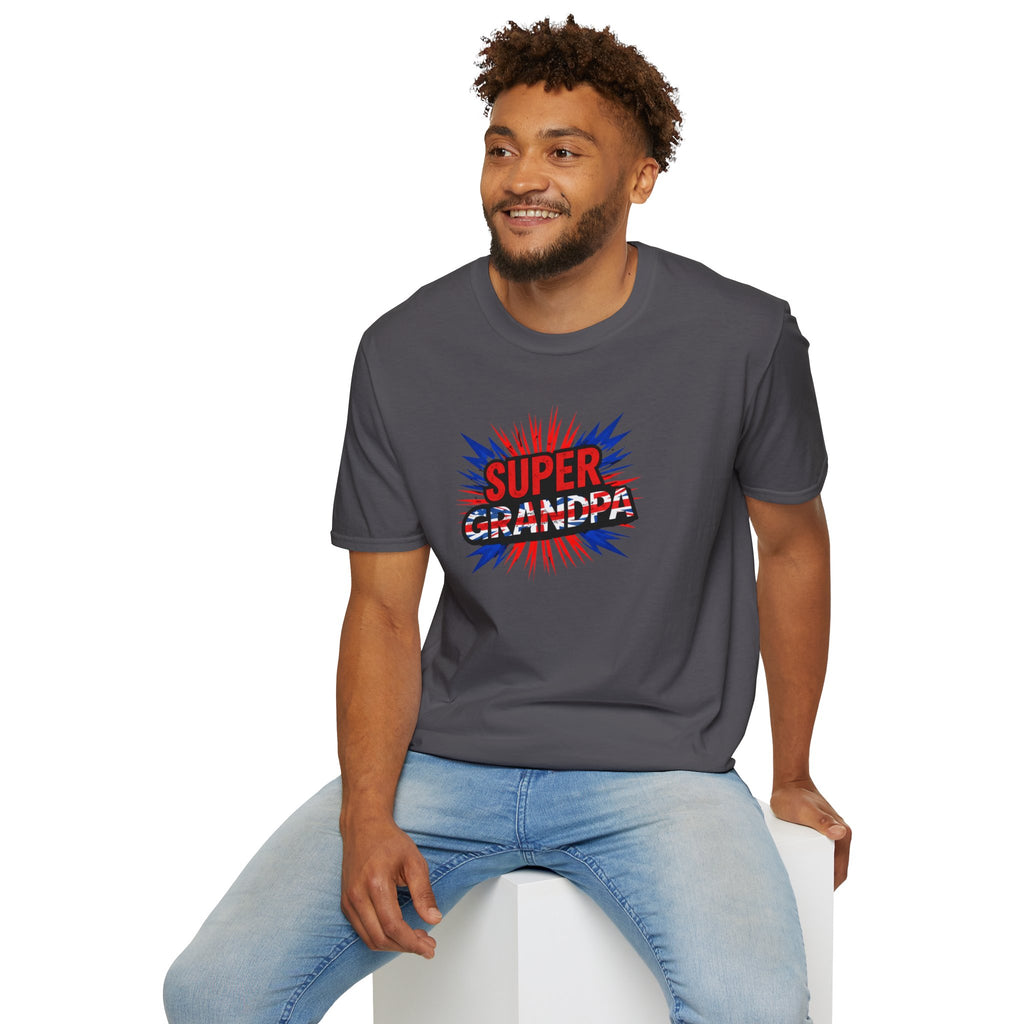 Super Grandpa T-Shirt Union Jack/England themed – Retro Comic Style Father’s Day Gift for Grandfathers