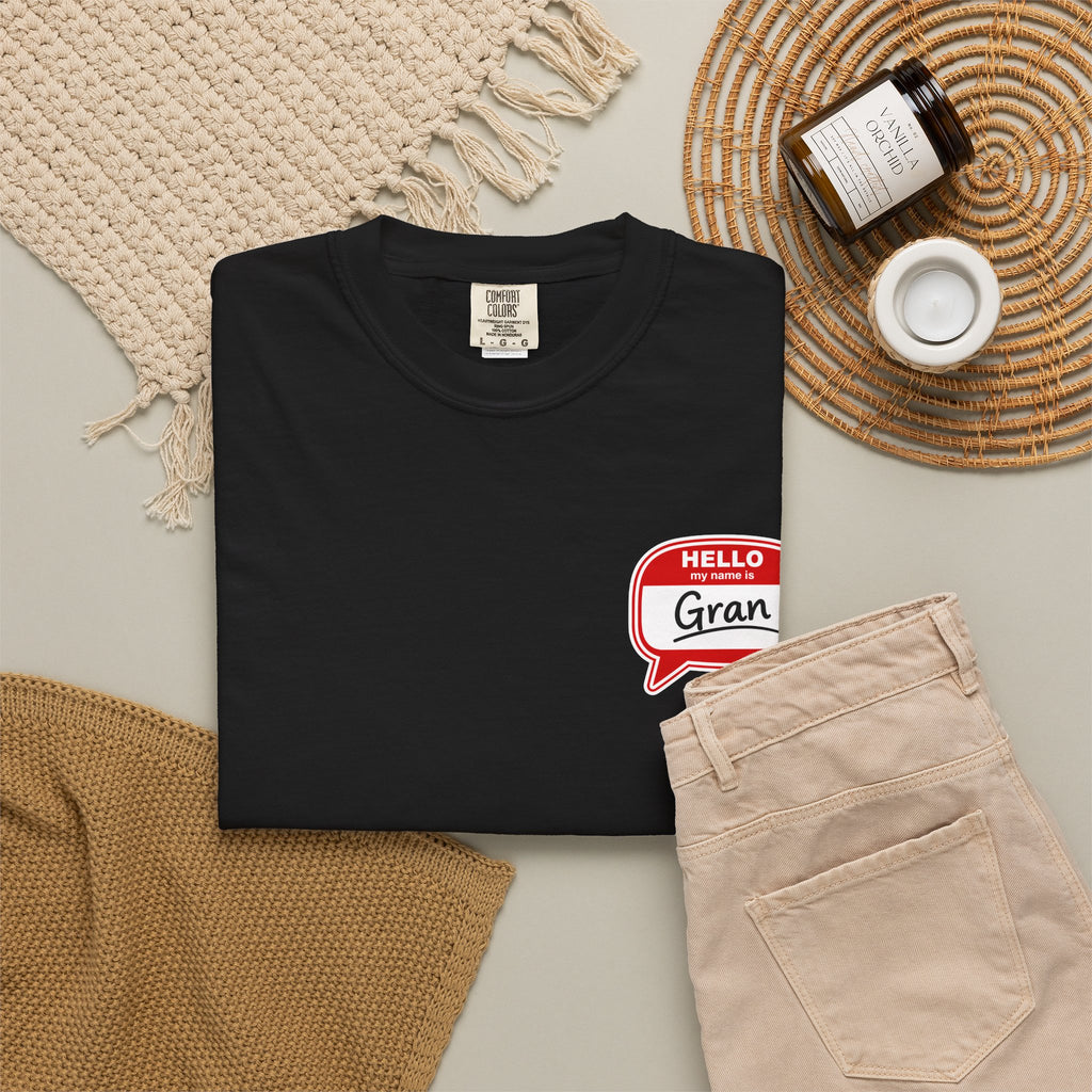 Hello Gran T-Shirt — Cute Retro Name Tag Tee for Grandmothers, Mother's Day Gift