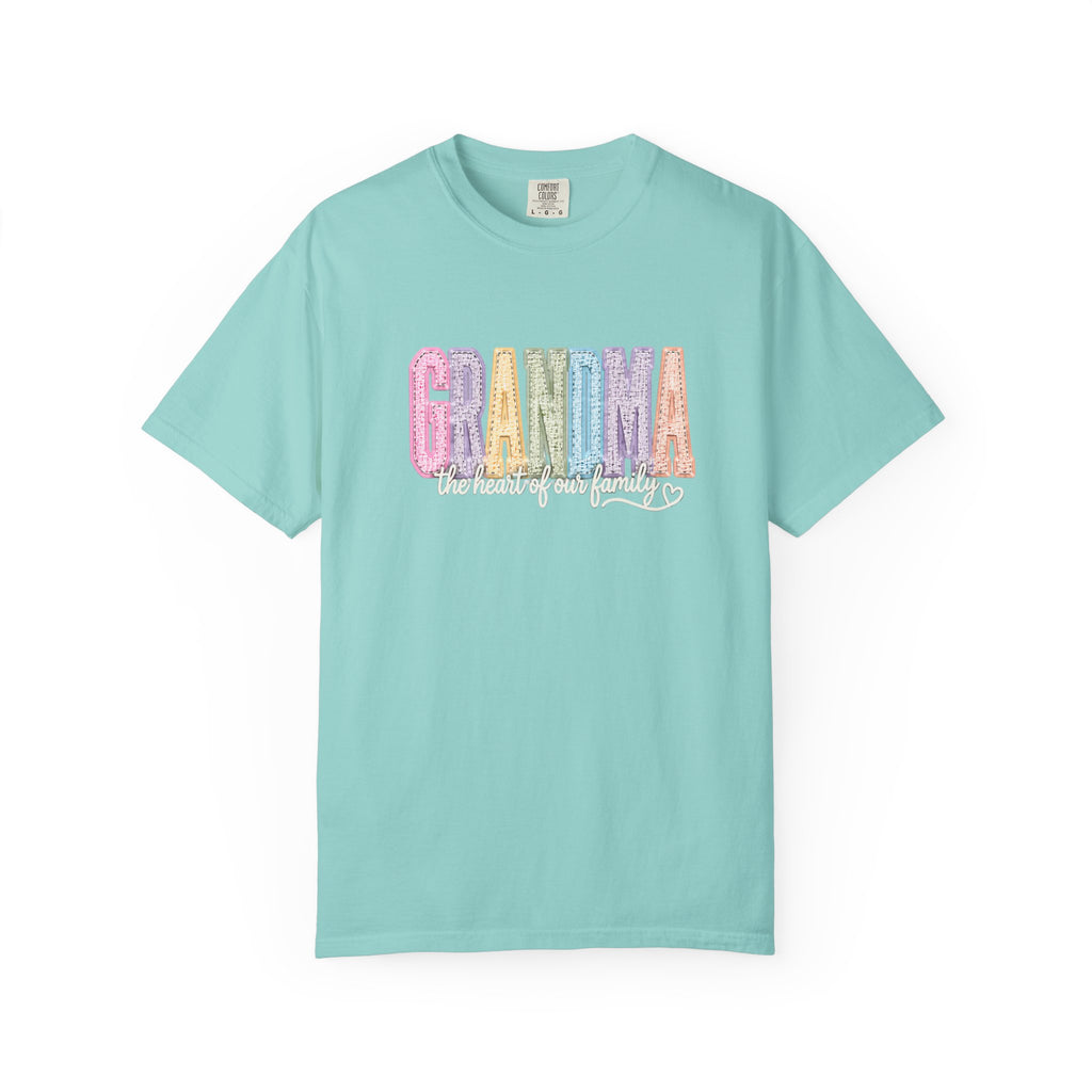 Grandma Floral Graphic T-Shirt — "Grandma, the heart of our family" Gift Tee