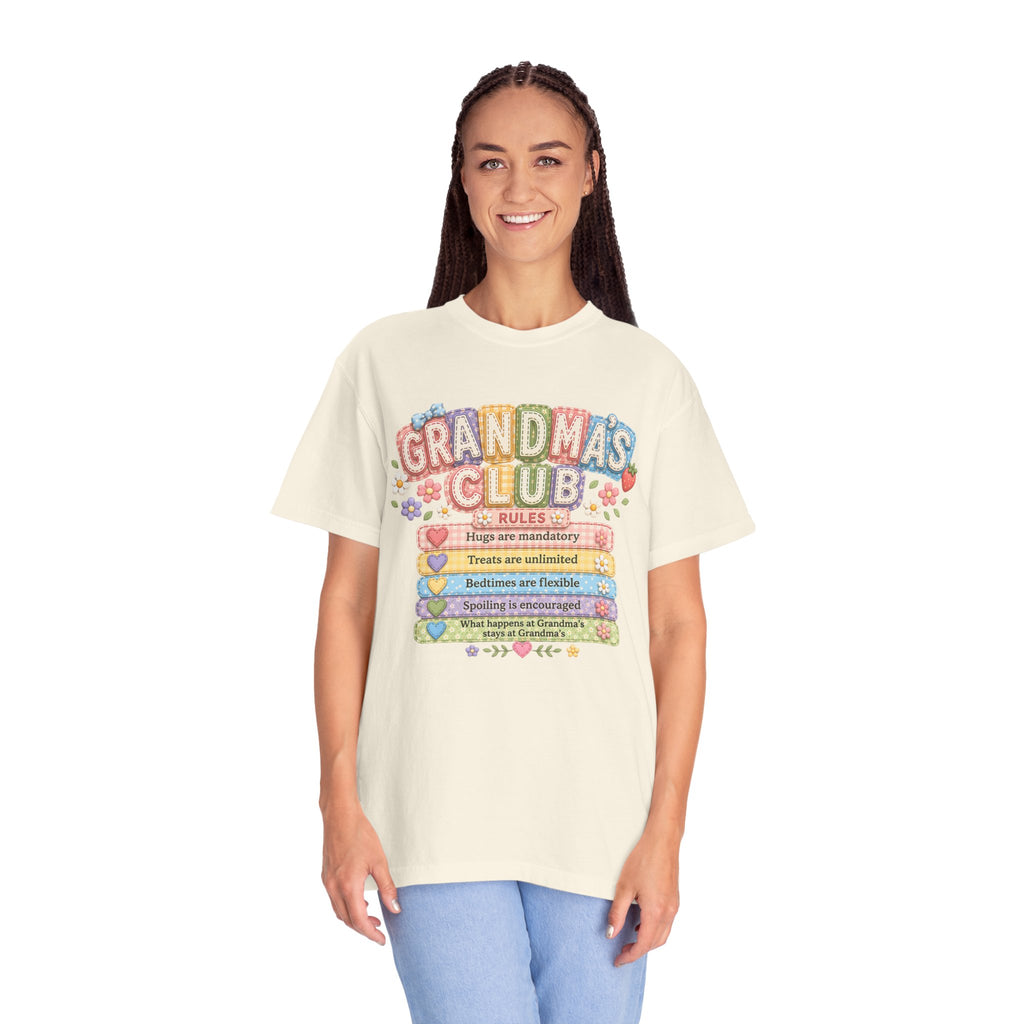 Grandma's Club T-Shirt — Cute Floral 'Grandma's Club' Rules Tee