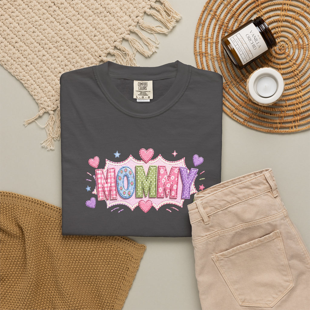 Mommy Hearts T‑Shirt — Cute Pastel 'MOMMY' Graphic Tee for Mother's Day & New Moms