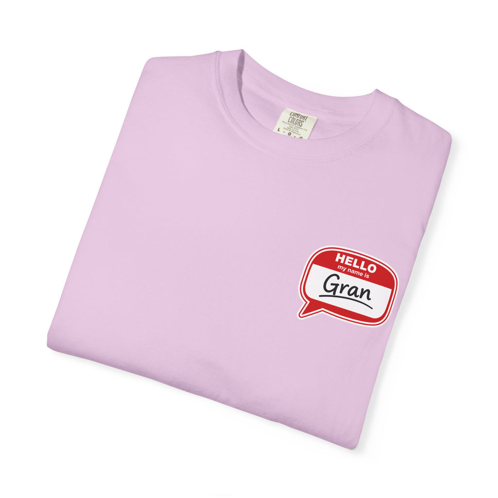 Hello Gran T-Shirt — Cute Retro Name Tag Tee for Grandmothers, Mother's Day Gift