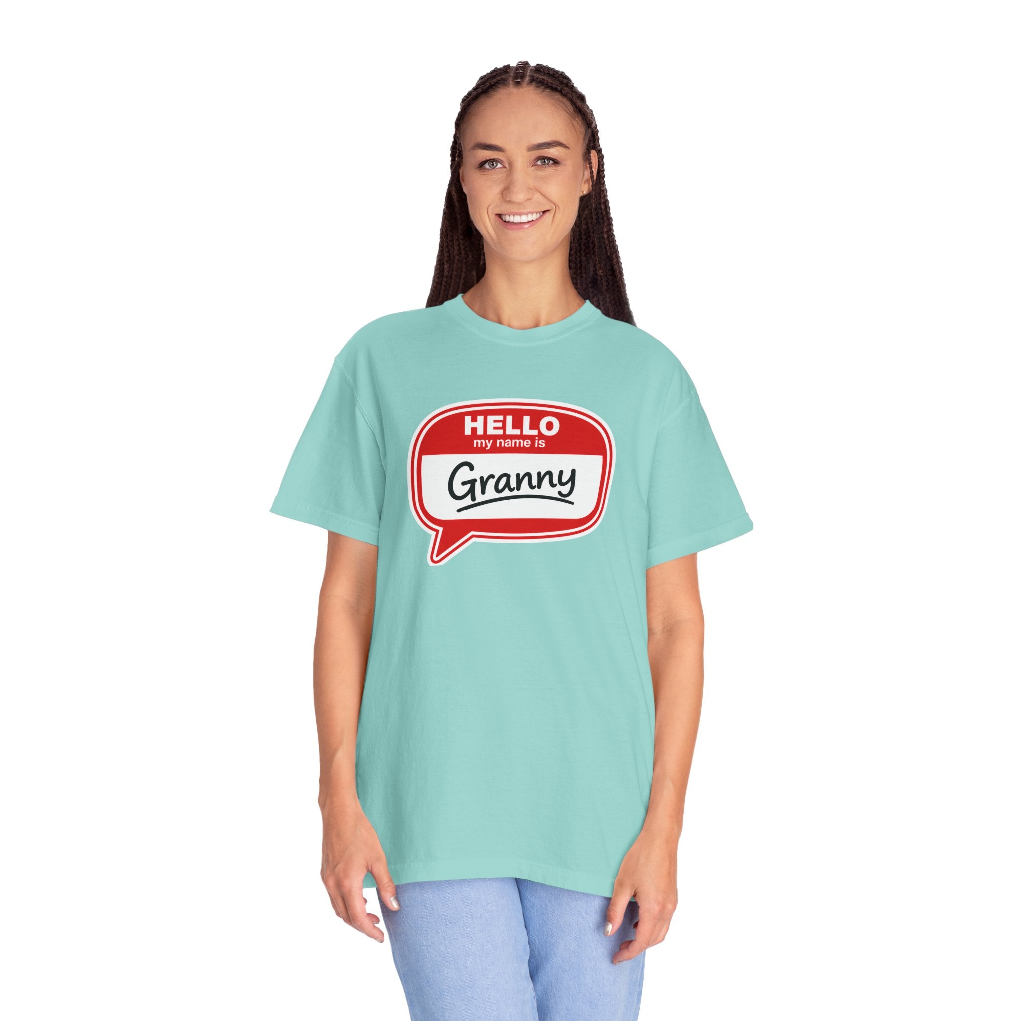 Hello My Name Is Granny T-Shirt - Funny Grandma Gift, Retro Name Badge Tee