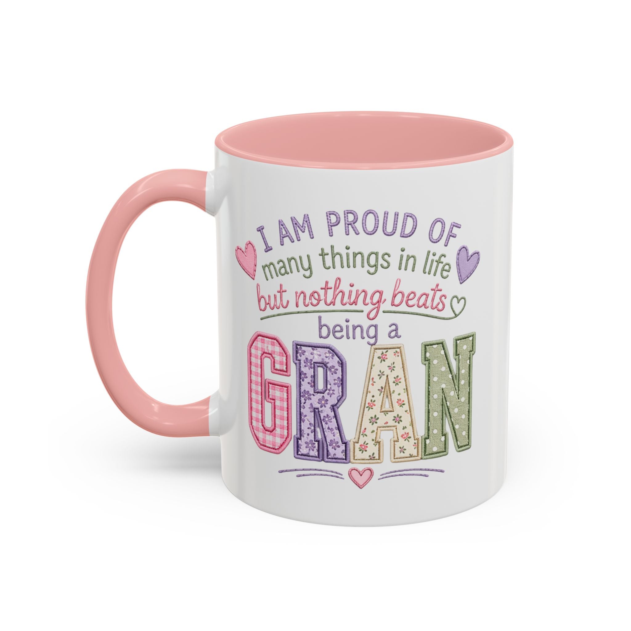 Accent Coffee Mug - 'Gran' Floral Heart Design (11/15oz)