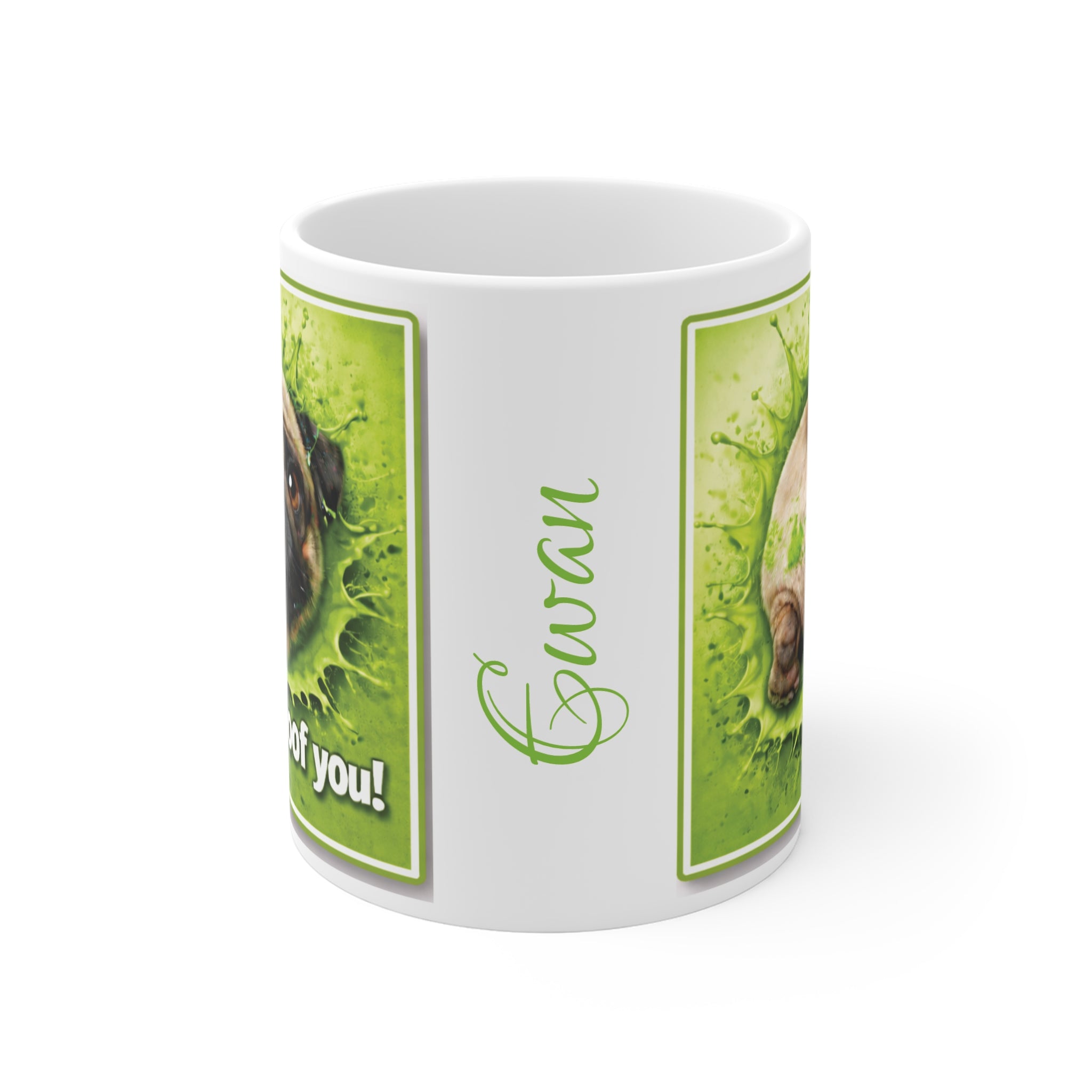 Mug - "I Puggin' Woof You" Pug Coffee Mug (Personalize with Name)