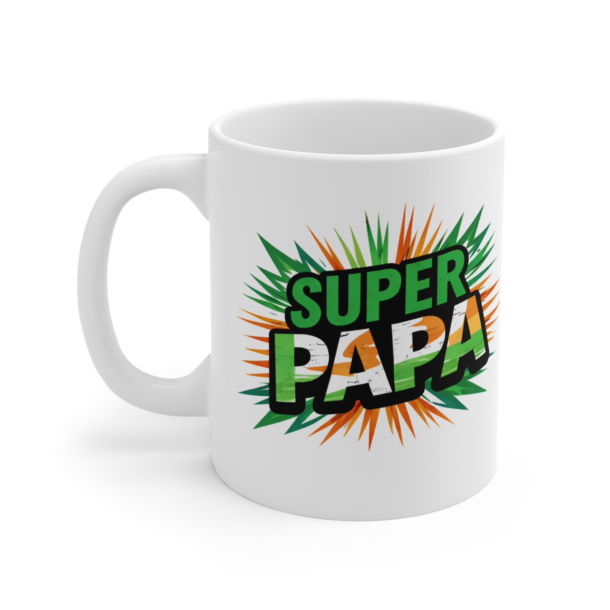 Super Papa Ireland Flag/Irish themed Mug - Bold Comic-Style Father’s Day Coffee Cup