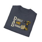 Drills and Damage Dad T-Shirt – Funny Father’s Day Tool Lover Tee