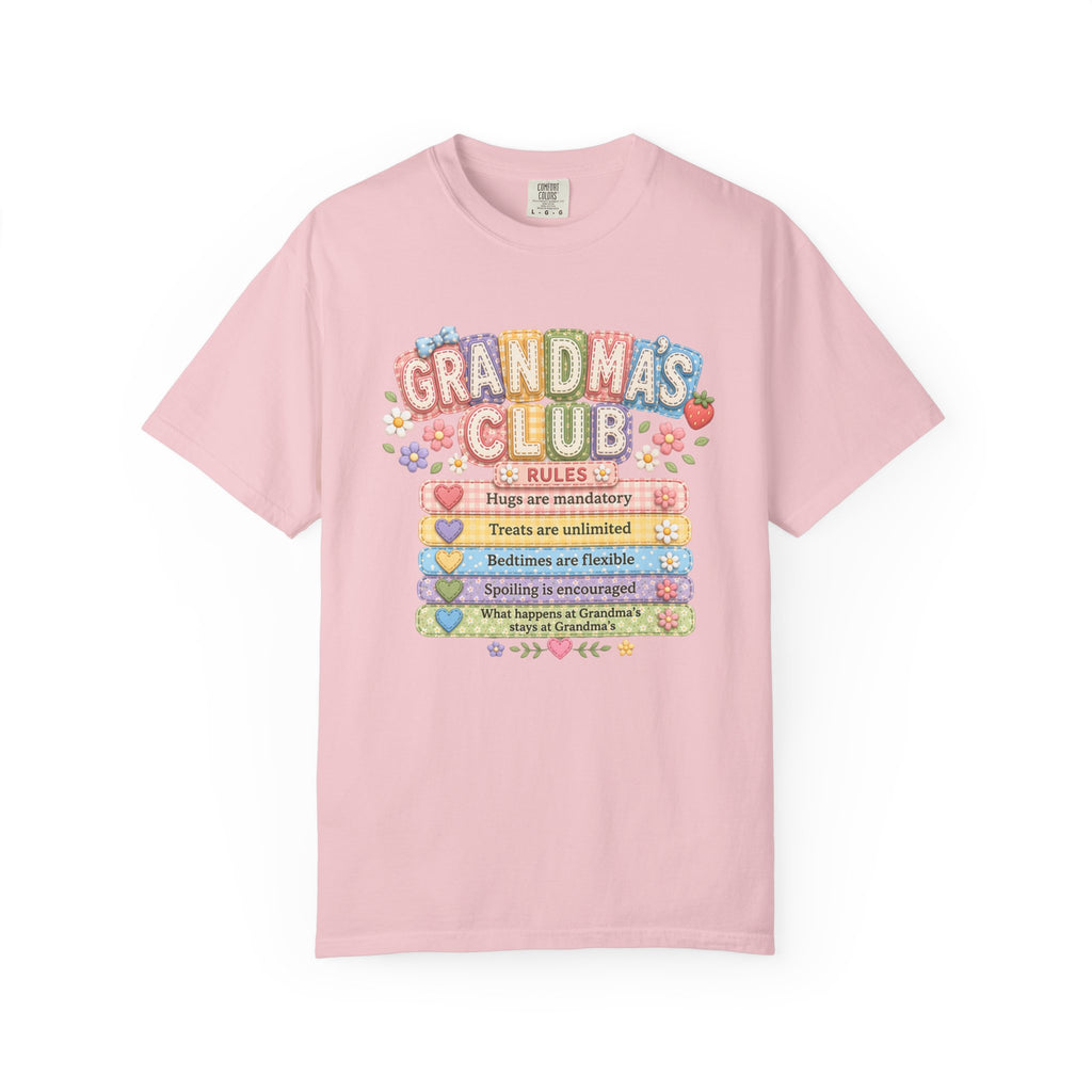 Grandma's Club T-Shirt — Cute Floral 'Grandma's Club' Rules Tee