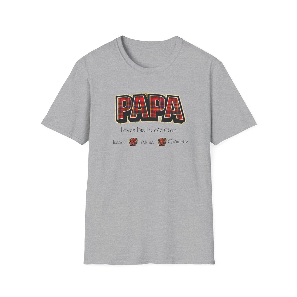 Papa Plaid T-Shirt – "Papa Loves his Little Clan" Grandfather Gift for Father's Day