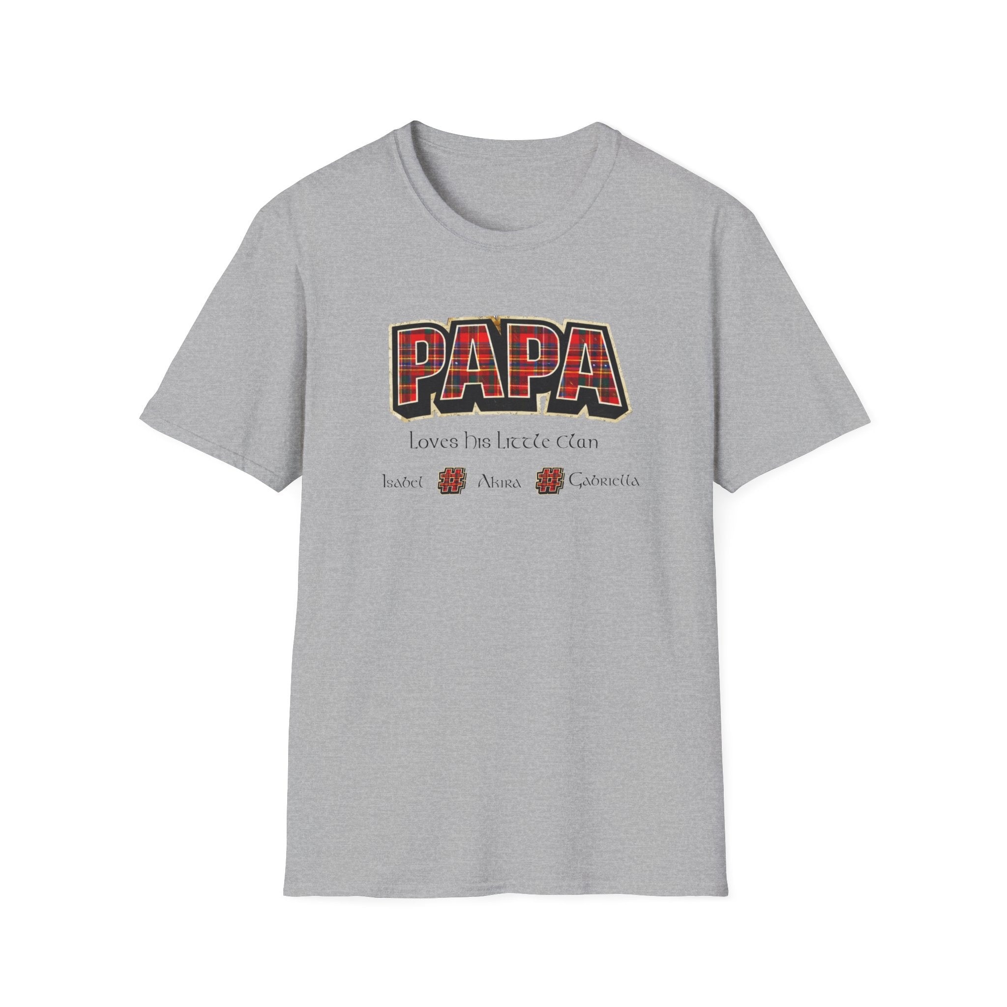Papa Plaid T-Shirt – "Papa Loves his Little Clan" Grandfather Gift for Father's Day