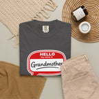 Hello My Name Is Grandmother T-Shirt - Retro Name Badge Tee for Moms & Grandmas