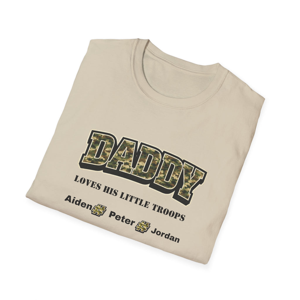 Daddy Loves His Little Troops Personalized Camo T-Shirt — Custom Name Father's Day Gift