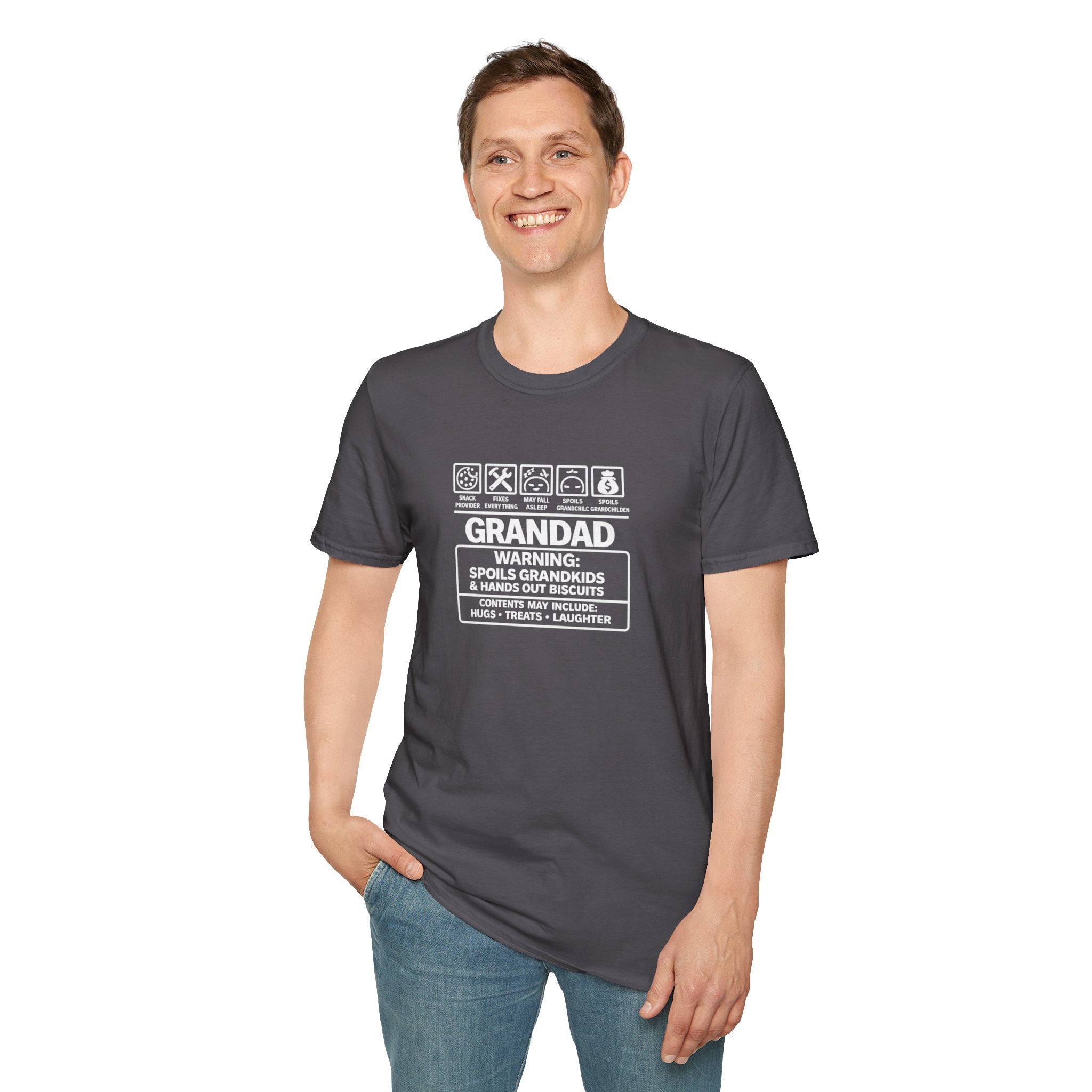 Funny Grandad T-Shirt — Spoils Grandchildren, Loves Biscuits & Hugs