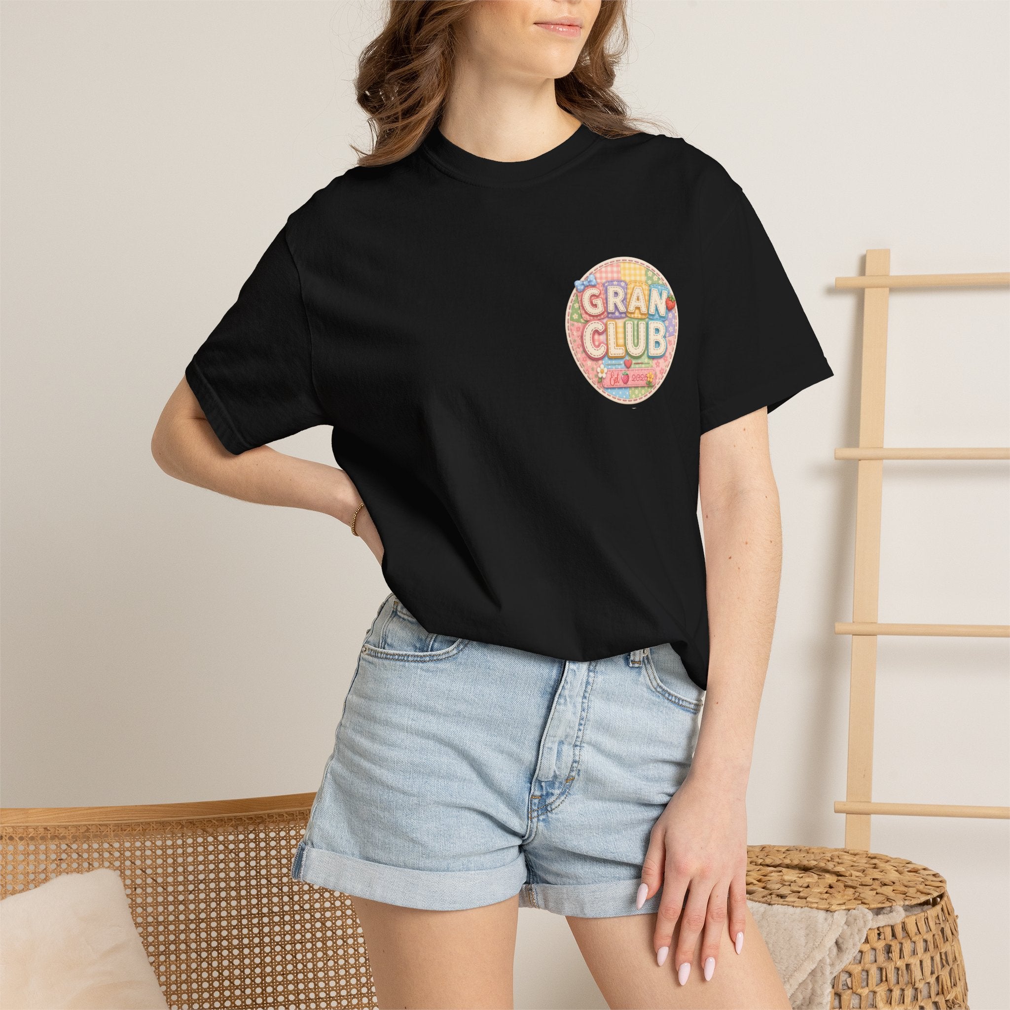T-Shirt — "Gran Club" Retro Floral Badge Tee