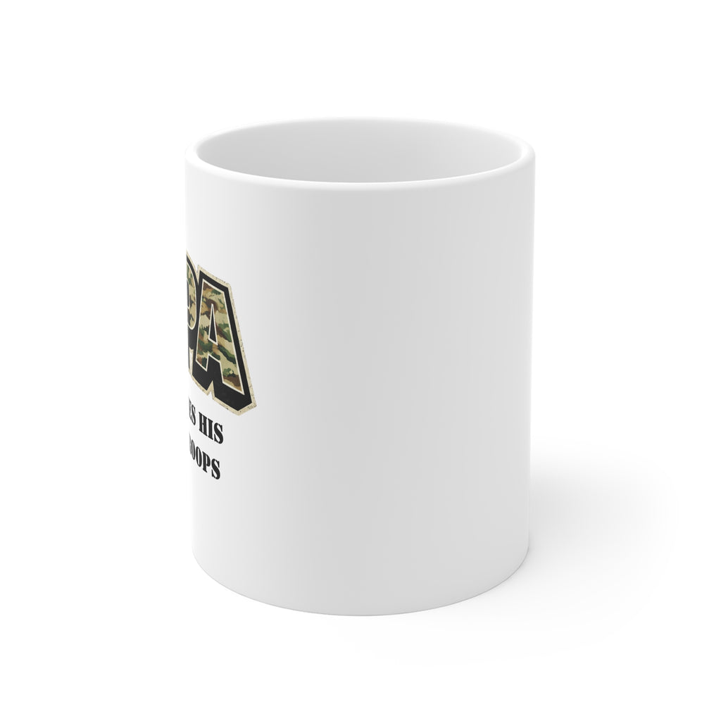 Papa Camo Mug — "Papa Loves His Little Troops" Military Father's Day Coffee Cup