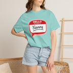 Hello My Name Is Nanny T-Shirt – Funny Name Tag Graphic Tee for Grandparents