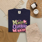 Mess, Overload, Mini-Hugs Hugs T-Shirt — Cute Hand-Lettered Mom Vibes Tee