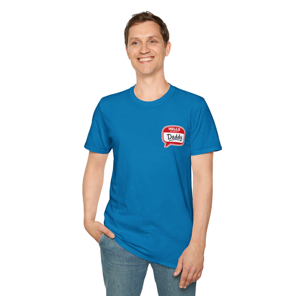 Daddy Name Tag T-Shirt - 'Hello Daddy' Retro Speech Bubble Tee