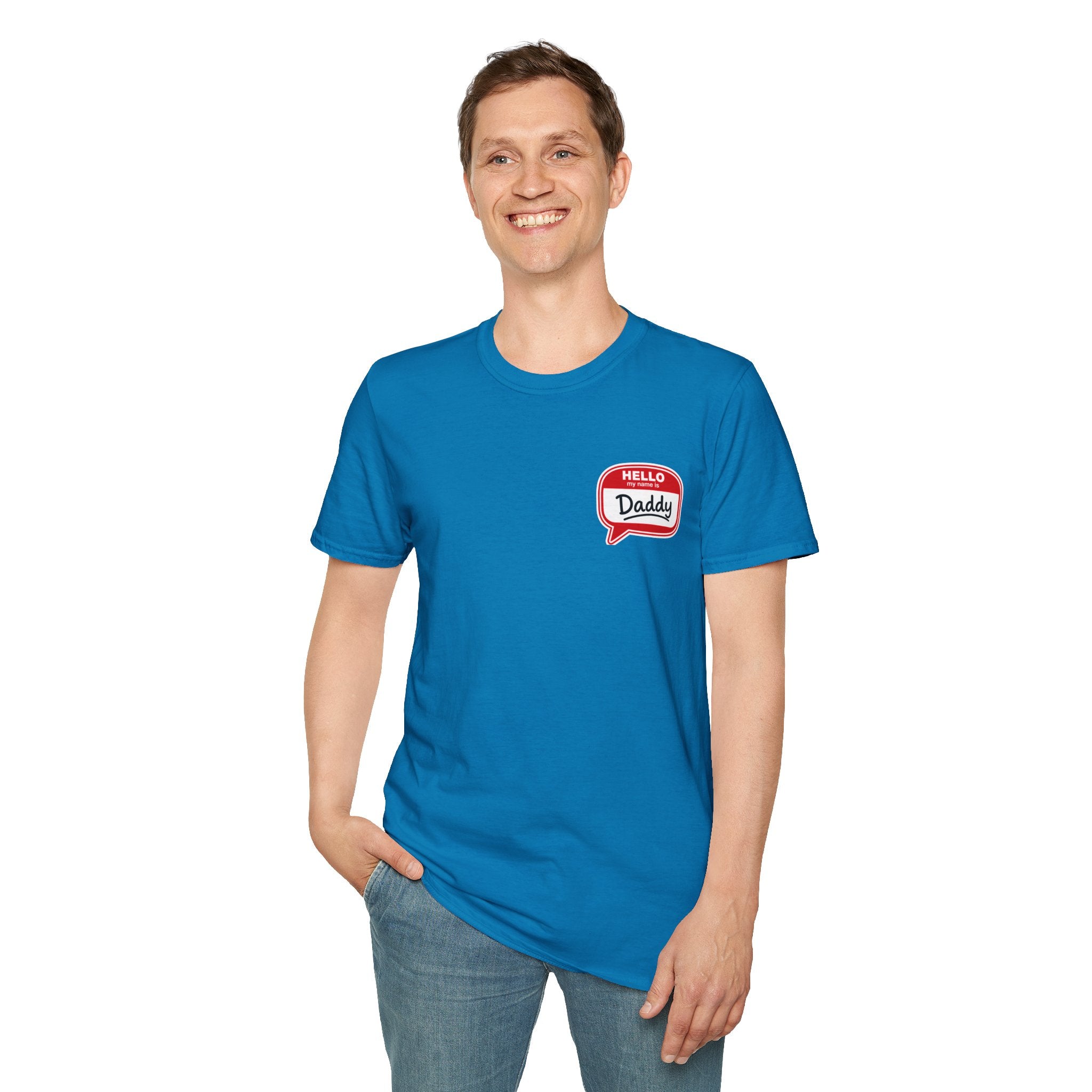 Daddy Name Tag T-Shirt - 'Hello Daddy' Retro Speech Bubble Tee