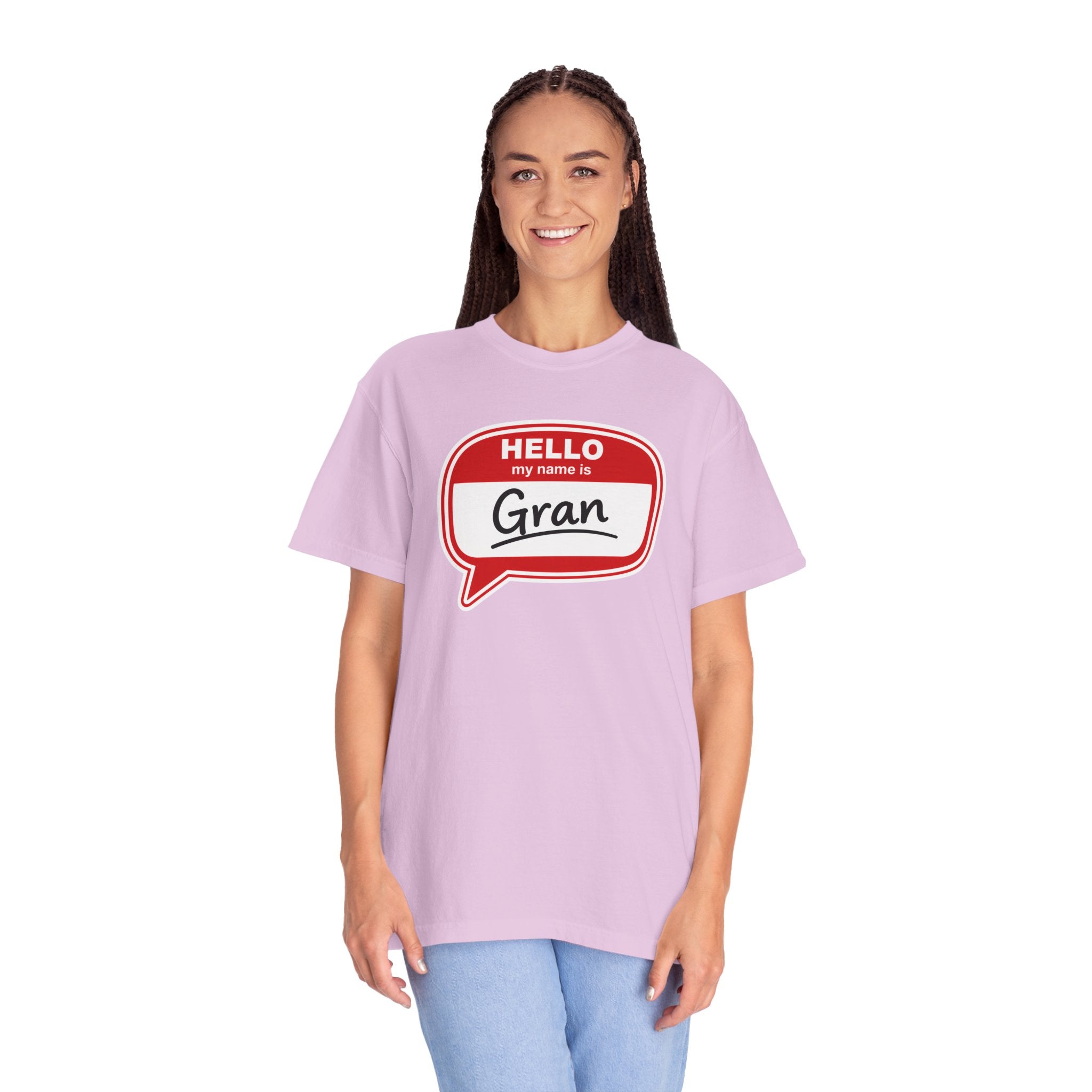 Hello My Name Is Gran T-Shirt – Funny Name Badge Tee for Grandmothers