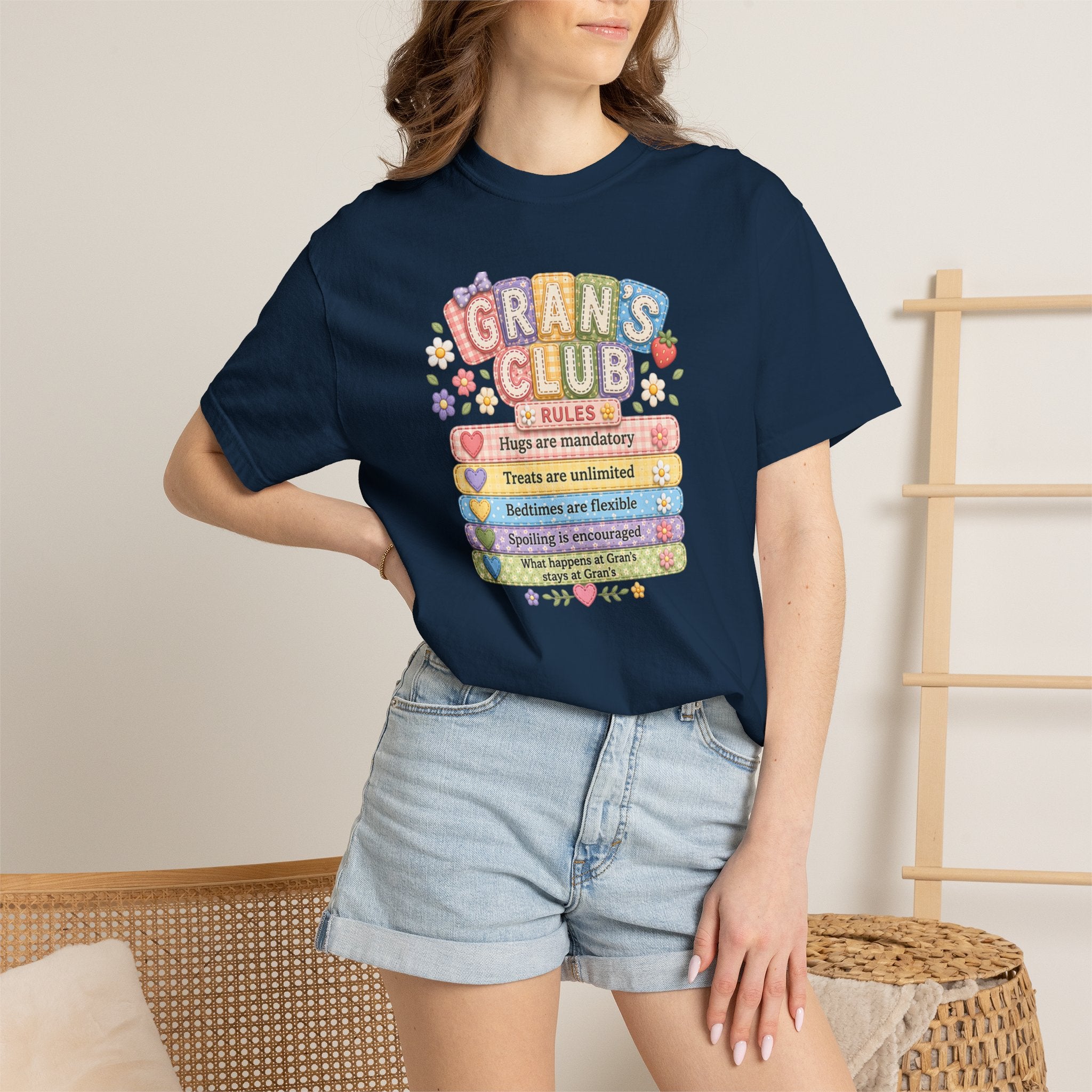 Grans Club Rules T-Shirt — Cute Floral Grandma Shirt, Funny Grandmother Gift for Mother's Day