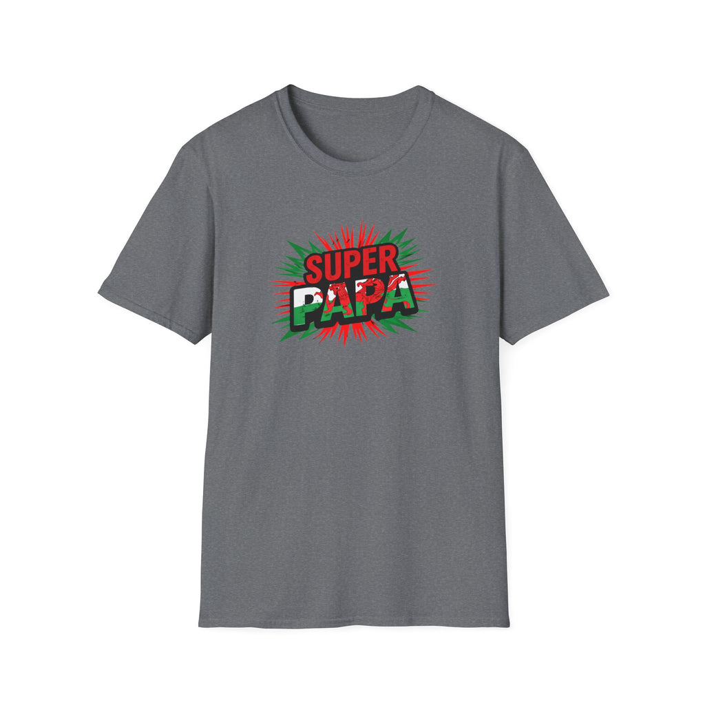 Super Papa Welsh Flag/ Wales themed Graphic T-Shirt — Father’s Day Comic-Style Dad Shirt